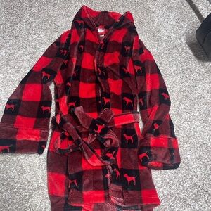 PINK Victoria's Secret Red and Black Plaid Robe